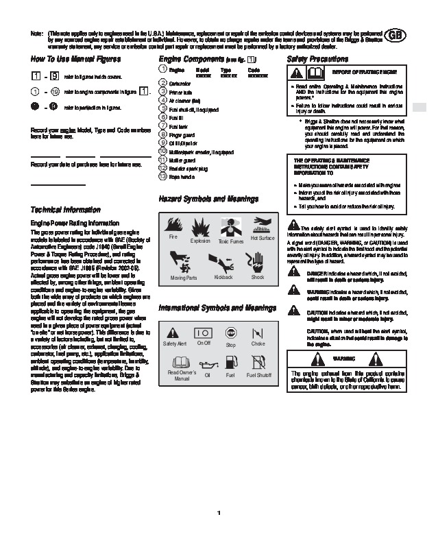 Briggs And Stratton 650 Series User Manual